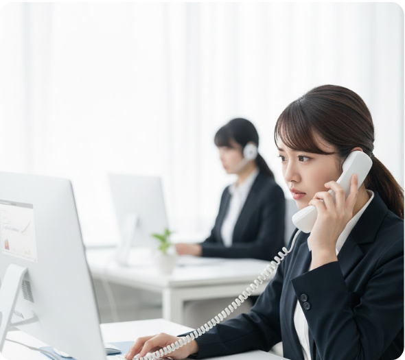 電話対応で困っている女性スタッフ
